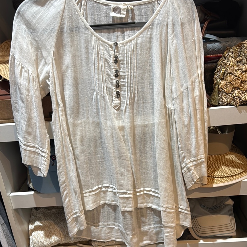 Chic White Button-Down Women's Tunic